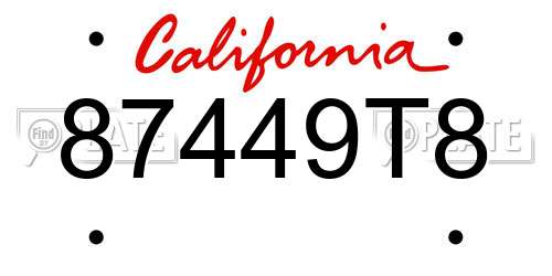 87449T8 California License Plate