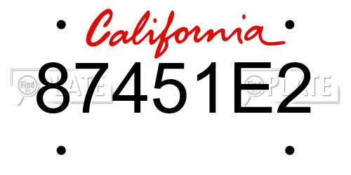 87451E2 California License Plate