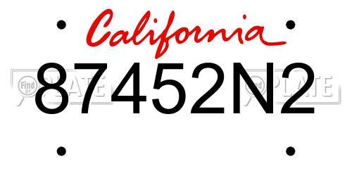 87452N2 California License Plate