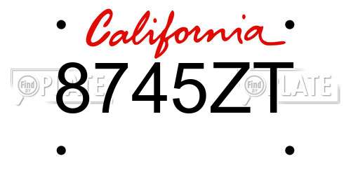 8745ZT California License Plate