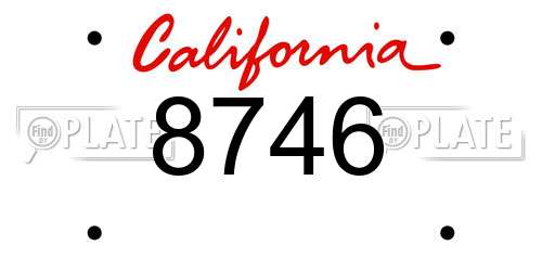 8746 California License Plate