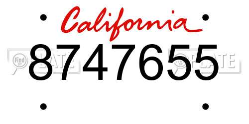 8747655 California License Plate