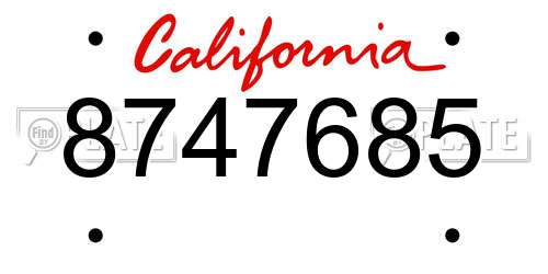 8747685 California License Plate