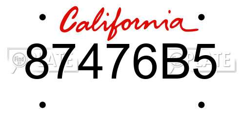 87476B5 California License Plate