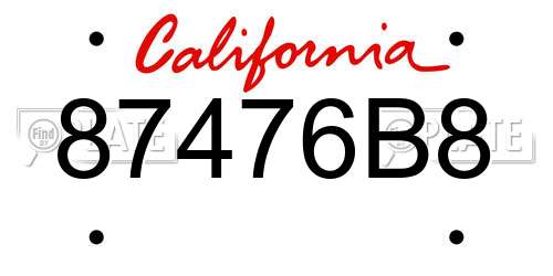 87476B8 California License Plate