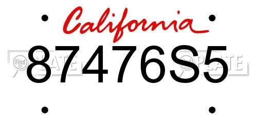 87476S5 California License Plate