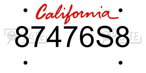 87476S8 California License Plate