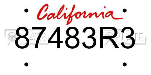 87483R3 California License Plate