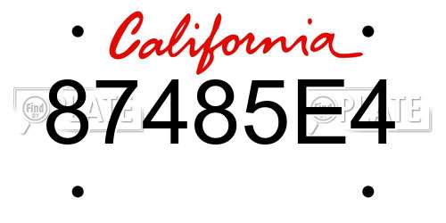 87485E4 California License Plate