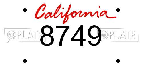 8749 California License Plate