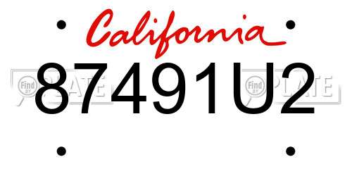 87491U2 California License Plate