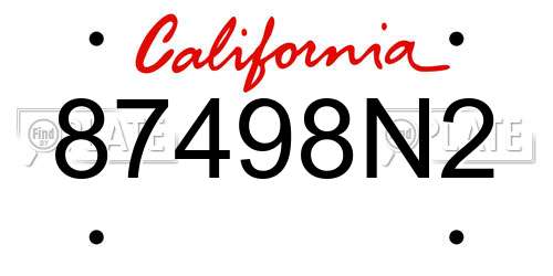 87498N2 California License Plate