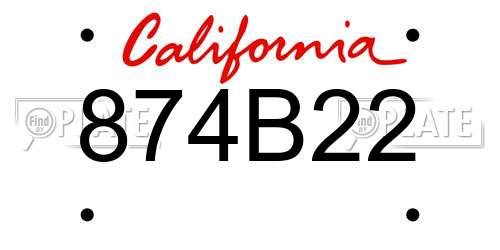 874B22 California License Plate