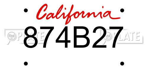 874B27 California License Plate