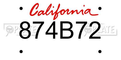 874B72 California License Plate