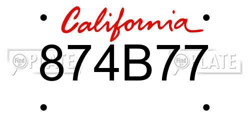 874B77 California License Plate
