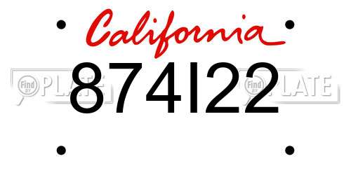 874I22 California License Plate