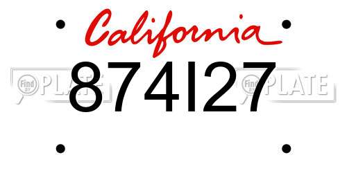 874I27 California License Plate