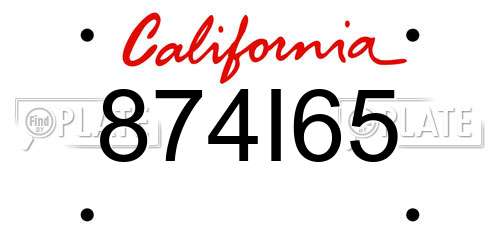 874I65 California License Plate