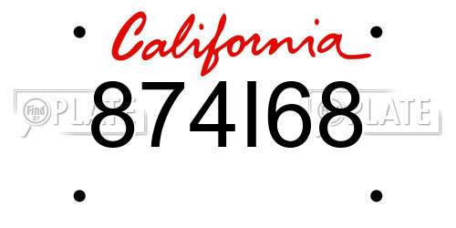 874I68 California License Plate