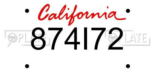 874I72 California License Plate