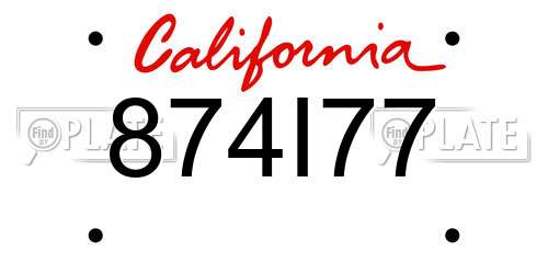 874I77 California License Plate