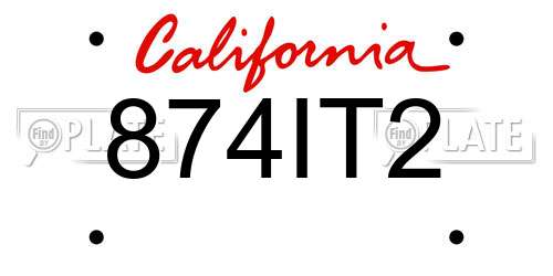 874IT2 California License Plate