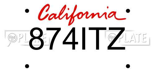 874ITZ California License Plate