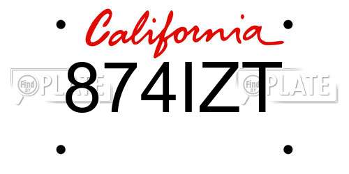 874IZT California License Plate