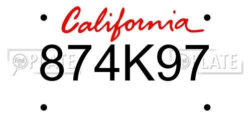 874K97 California License Plate