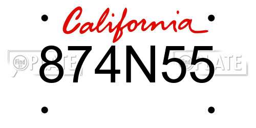 874N55 California License Plate