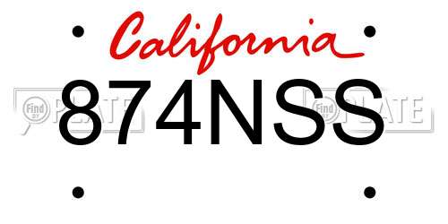874NSS California License Plate