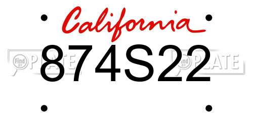 874S22 California License Plate