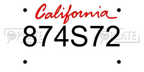 874S72 California License Plate