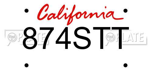 874STT California License Plate
