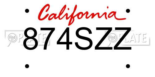 874SZZ California License Plate