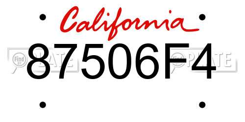 87506F4 California License Plate