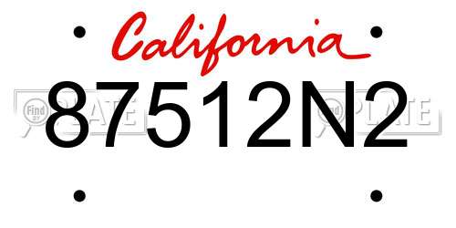 87512N2 California License Plate