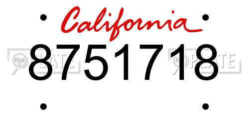 8751718 California License Plate