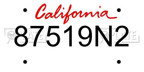 87519N2 California License Plate