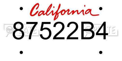 87522B4 California License Plate