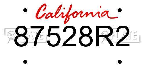 87528R2 California License Plate