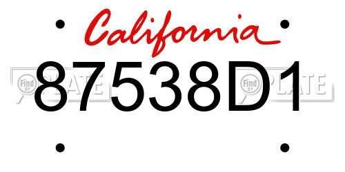 87538D1 California License Plate