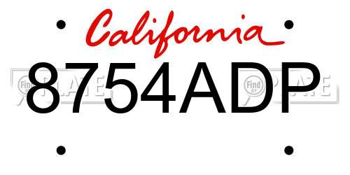 8754ADP California License Plate