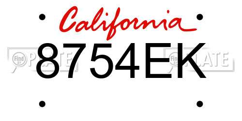 8754EK California License Plate