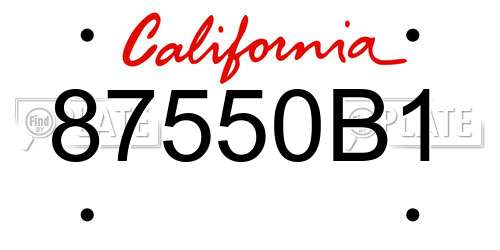 87550B1 California License Plate