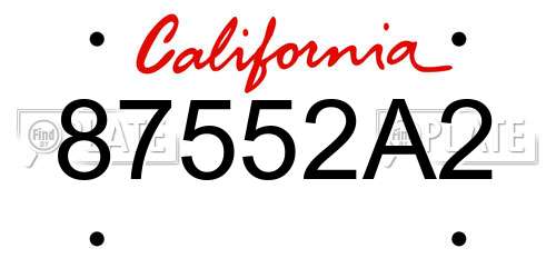 87552A2 California License Plate