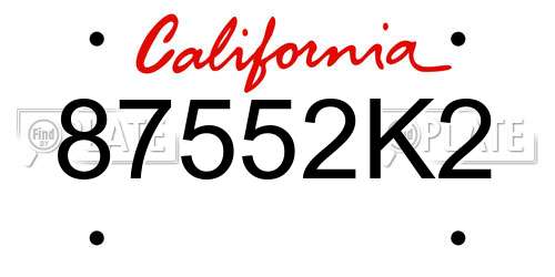 87552K2 California License Plate