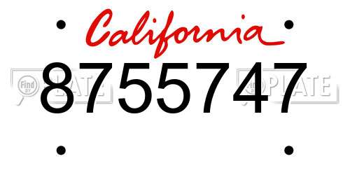 8755747 California License Plate