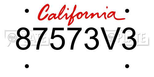 87573V3 California License Plate